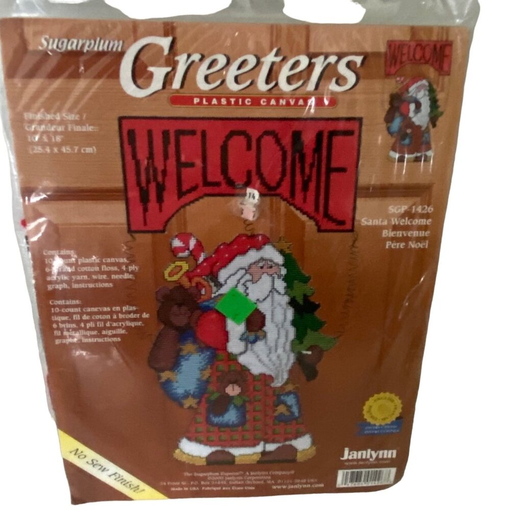 Janlynn SGP-1426 Santa Welcome plastic canvas greeter kit door‎ hanger Christmas